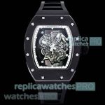 Richard Mille Replica AAA RM 055 Black Rubber Strap White Inner Bezel Watch